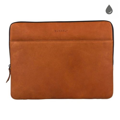 Burkely konyakszínű zsebes bőr laptoptartó, 15,6"