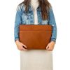 Burkely konyakszínű zsebes bőr laptoptartó, 15,6"