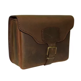 Fekvő barna bőr övtáska 14 cm