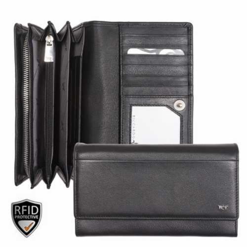 Riccardo Ferducci fekete női bőr pénztárca, brifkó 17 x 9,7 cm