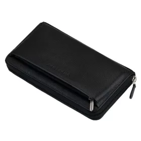   Giorgio Carelli uniszex selyemfényű fekete bőr pénztárca, telefontartó