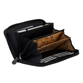   Giorgio Carelli uniszex selyemfényű fekete bőr pénztárca, telefontartó