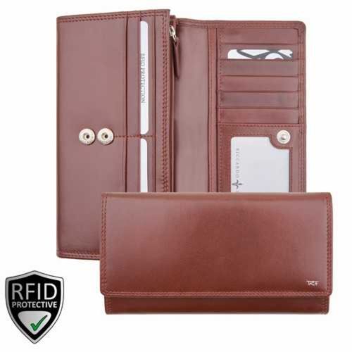 Riccardo Ferducci konyak női bőr pénztárca, RFID védelemmel 19 x 10 cm