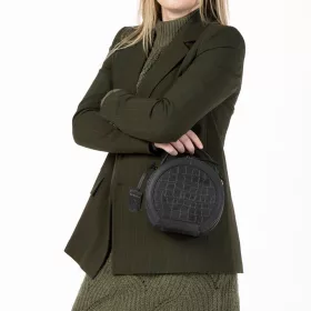   Burkely Croco Cassy fekete női bőr válltáska, kézitáska