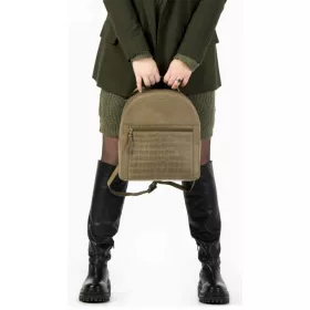 Burkely Croco Cassy, khaki női bőr hátizsák