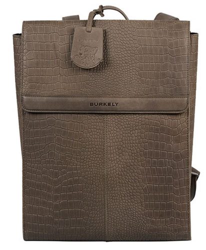Burkely Casual Carly khaki színű bőr hátizsák, laptop tartóval 14"