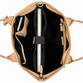   Burkely EVEN ELIN bézs színű női bőr válltáska, laptoptáska 14"