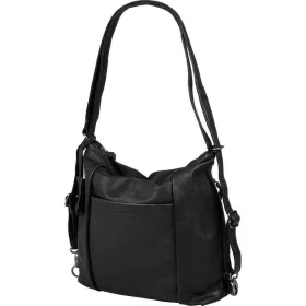   Burkely Just Jolie fekete női bőr kombinálható válltáska, hátizsák 15" laptoptartóval