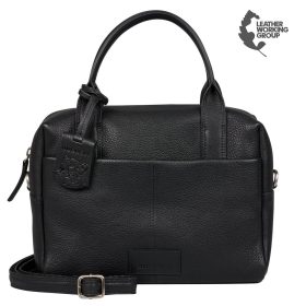   Burkely Soft Skylar fekete női bőr kézitáska, vállpánttal 24 x 21 x 10 cm