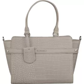   Burkely Casual Cayla világosszürke női bőr kézitáska 38 x 23 cm