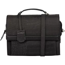   Burkely Casual Cayla fekete fedeles női bőr kézitáska, vállpánttal 25 x 19 cm