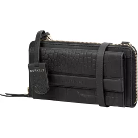   Burkely Casual Cayla fekete női bőr mini válltáska, mobiltartó 20 x 11 cm