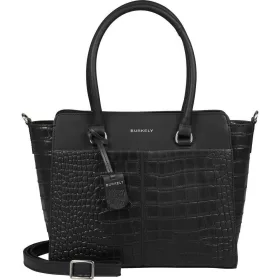 Burkely Cool Colbie fekete kroko bőr válltáska 30 x 25 cm