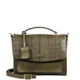   Burkely Cool Colbie zöld kroko bőr kézitáska, vállpánttal 25 x 19 cm