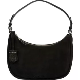   Burkely Still Selene fekete nubuk női bőr válltáska 28 x 16 cm