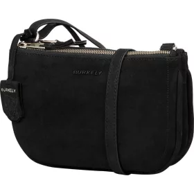   Burkely Still Selene fekete nubuk dupla zsebes női bőr válltáska 25 x 16 cm