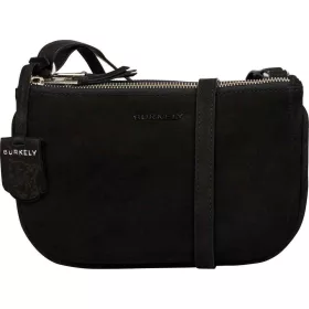   Burkely Still Selene fekete nubuk dupla zsebes női bőr válltáska 25 x 16 cm