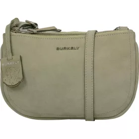  Burkely Still Selene halványzöld nubuk dupla zsebes női bőr válltáska 25 x 16 cm