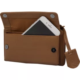 Burkely Lush Lucy konyakbarna női bőr mobiltartós, vállraakasztható bőr pénztárca  20 x 17 cm