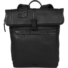   Burkely Minimal Manson Rolltop fekete bőr hátizsák, laptoptartóval 14"  37 x 29 cm