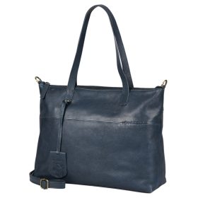 Burkely Natural Norah Workbag sötétkék női bőr válltáska, kézitáska, laptop tartóval 14"