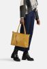 Burkely Natural Norah Workbag sárga színű női bőr válltáska, kézitáska, laptop tartóval 14"