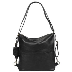   Burkely Natural Norah női fekete bőr válltáska, hátizsák