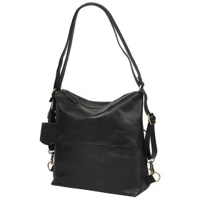   Burkely Natural Norah női fekete bőr válltáska, hátizsák