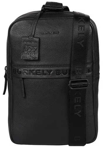 Burkely Minimal Mason fekete, bőr övtáska, crossbody 31 x 20 cm