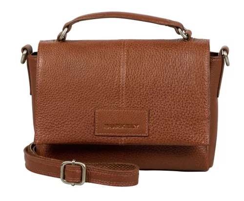 Burkely Soft Skylar konyak színű kisméretű női bőr kézitáska, vállpánttal 18 x 13 cm