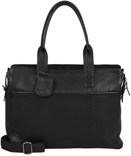 Burkely Soft Skylar fekete, női bőr laptoptáska, válltáska 15,6"