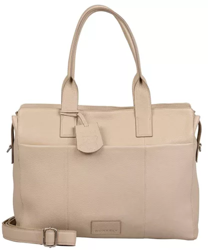 Burkely Soft Skylar bézs színű női bőr laptoptáska, válltáska 15,6"