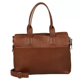   Burkely Soft Skylar konyak színű női bőr laptoptáska, válltáska 15,6"