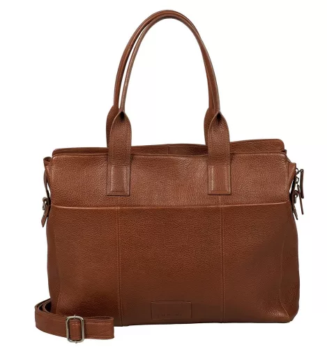 Burkely Soft Skylar konyak színű női bőr laptoptáska, válltáska 15,6"