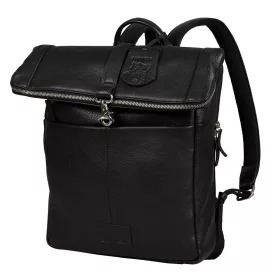   Burkely SOFT SKYLAR Rolltop fekete bőr laptoptartós hátizsák 14''