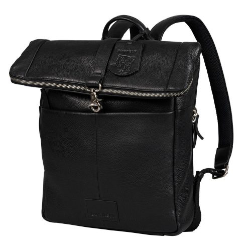 Burkely SOFT SKYLAR Rolltop fekete bőr laptoptartós hátizsák 14'' 
