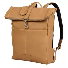   Burkely SOFT SKYLAR Rolltop bézs bőr laptoptartós, hátizsák 14''