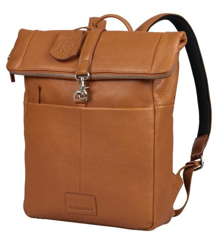 Burkely SOFT SKYLAR Rolltop konyakbarna bőr laptoptartós, hátizsák 14"