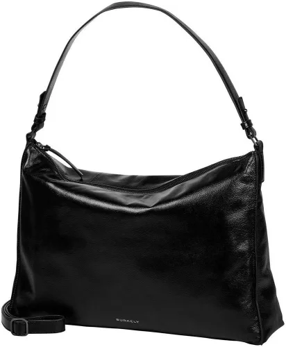 Burkely Wide Hobo fekete női bőr válltáska 40 x 28 cm