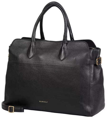 Burkely Demi fekete női bőr kézitáska, válltáska 40 × 30,5 × 14 cm