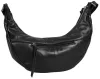 Burkely Nalan fekete ívelt női bőr válltáska, crossbody 40 × 18 × 8 cm
