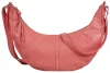 Burkely Nalan korall színű, ívelt női bőr válltáska, crossbody 40 × 18 × 8 cm