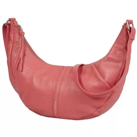   Burkely Nalan korall színű, ívelt női bőr válltáska, crossbody 40 × 18 × 8 cm
