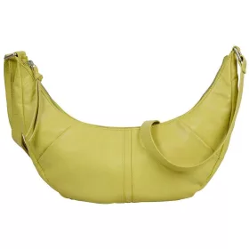   Burkely Nalan banánzöld, ívelt női bőr válltáska, crossbody 40 × 18 × 8 cm