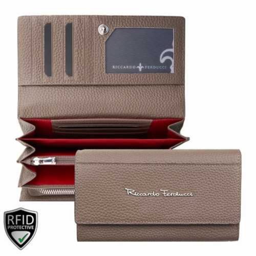 Riccardo Ferducci bézs női bőr pénztárca, RFID védelemmel 17 x 9,7 cm 