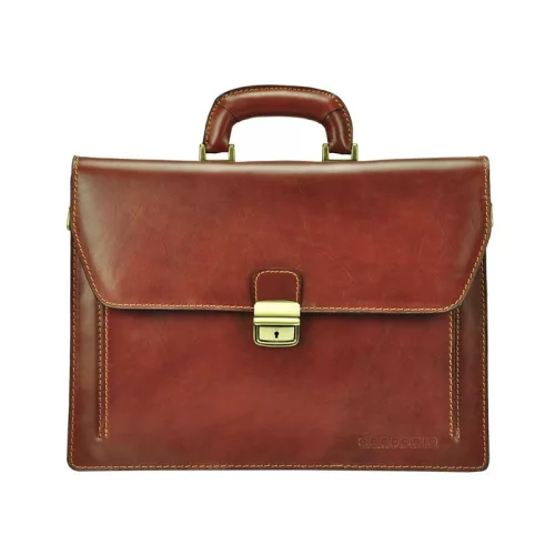 Gregorio 819-2 konyak férfi bőr aktatáska 38 x 29 x 10.5 cm