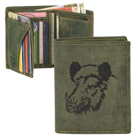   Greenburry vaddisznó mintás vadász bőr pénztárca, oliva