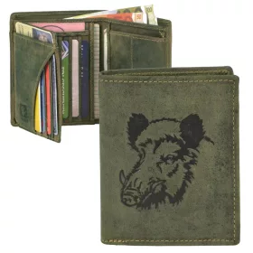   Greenburry vaddisznó mintás vadász bőr pénztárca, oliva