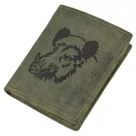   Greenburry vaddisznó mintás vadász bőr pénztárca, oliva