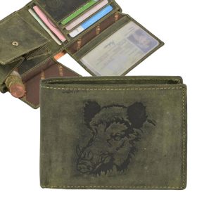   Greenburry vaddisznó mintás vadász bőr pénztárca, oliva